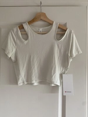 NUEVA Camiseta de Yoga Lululemon Hombro Recortado Talla 8 Hueso Foto 1 de 4