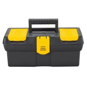 Stanley Tool Box 12-1/2 in Black with Portable Removable Tray Lid Organizers - Picture 1 of 3