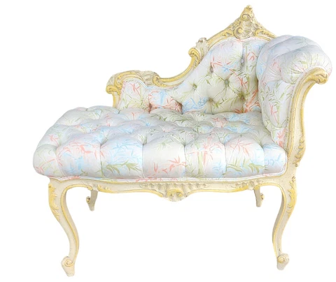 Vintage 1950s French Louis XV Style Bench Size Vanity Recamier Seat Cover