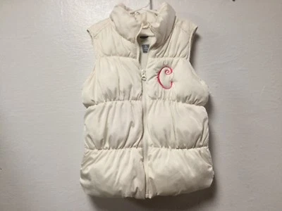 Old Navy Girls Puffer Vest Size M 8 Regular Ivory Lined Zip Front Frost Free 210 - Image 1 of 4