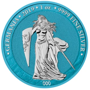 5 Mark Germania Space Blue 1 oz plata BU 2019 - Imagen 1 de 3