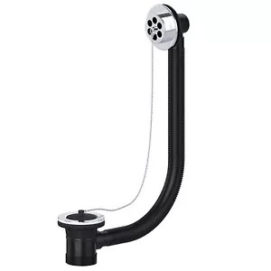 Bath Combination Waste Plug Chain 40mm 1.5" Flexible Overflow Pipe Chrome Silver - Picture 1 of 12