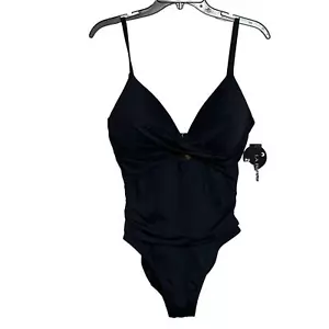 Traje de baño La Blanca NEGRO de una pieza con ojo de cerradura frontal torcido negro 8 - Imagen 1 de 11