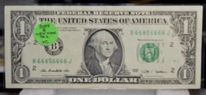 2009  $1.00 FANCY NOTE  VERY RARE 98.6% VERY COOL 6X LOOK B 66856666 J LOOK@@ - Picture 1 of 2