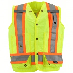 CONDOR 491T24 Safety Vest,Yellow/Green,M,Snap, Surveyor Vest - Picture 1 of 5