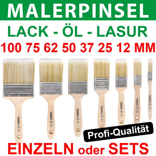 Premium Profi-Pinsel Pinselset Lackierpinsel Lackpinsel Lasurpinsel  Malerpinsel Flachpinsel 12mm 25mm 37mm 50mm 62mm 75mm 100mm Öl Holzlasur