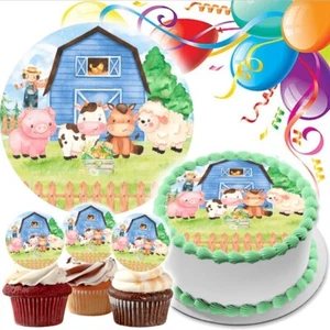 Bauernhof Tiere Tortenaufleger Party Deko essbar Geburtstag Geschenk Feier Kuh - Bild 1 von 13