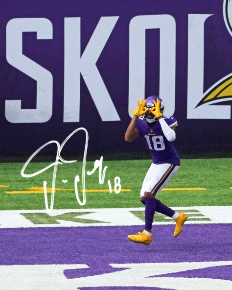 Foto reimpressão autografada 8x10 Minnesota Vikings de Justin Jefferson Skol Griddy - Imagem 1 de 1