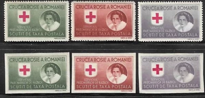 Romania Stamps 1946 MNH Mi Xa-c-XIa-c Perf Queen Mother & Red Cross - Picture 1 of 2