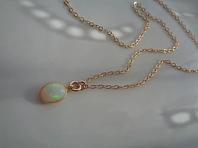 Halskette Opal Anhänger 14K Gold Filled Gold Kette Opal Opal Kette - Bild 1 von 4