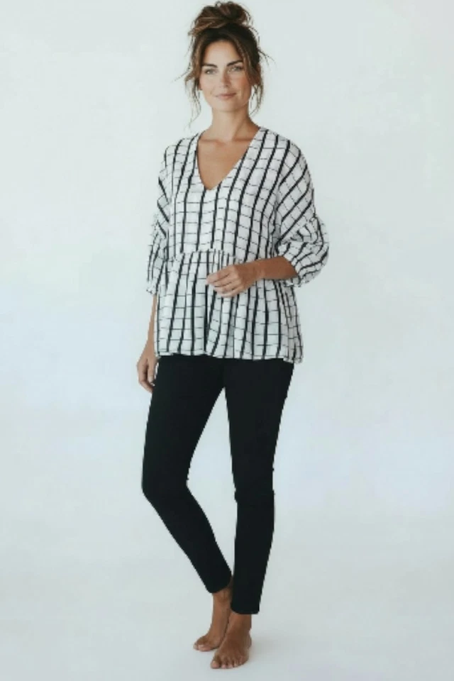 THE ARK Check Relaxed Fit Top SZ M THE SUMMIT BLOUSE - image 1 of 4