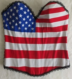 Bandiera americana grande patriottica 4 luglio USA stile corsetto disossato top stelle righe - Foto 1 di 6