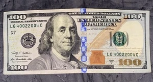 $100 Bill Fancy Palindrome Serial Number 98.9% Very Cool # 40022004 C - Picture 1 of 4