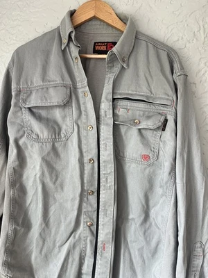 Ariat Mens FR Flame Resistant Solid Vent Silver Fox Gray Work Medium - Image 1 of 4