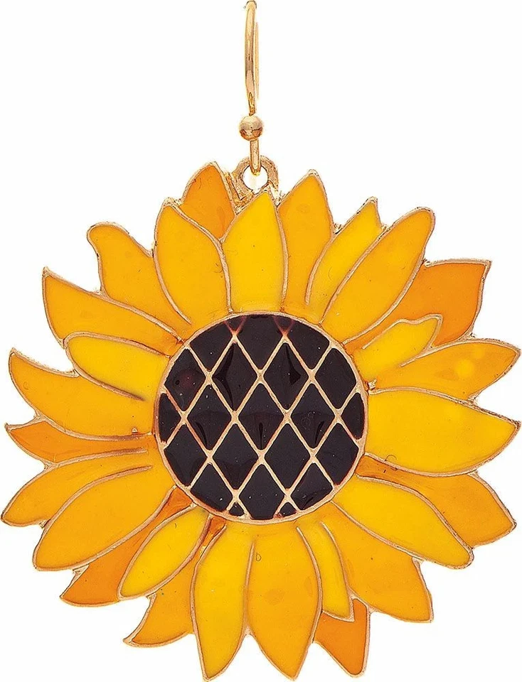 Par de pendientes girasol esmalte amarillo oro lluvia Foto 1 de 1