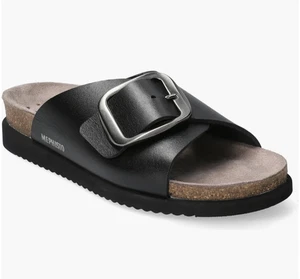 Mephisto Hariana Big Buckle Slide Madrid Sandal Cork Footbed Black 8 US 38EU NEW - Picture 1 of 5