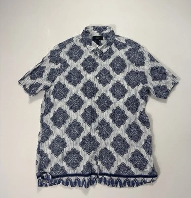 Camisa Club Room Lujosa Para Hombre Grande Botón 100% Lino Motivo Flor Vacaciones Moderna Foto 1 de 4