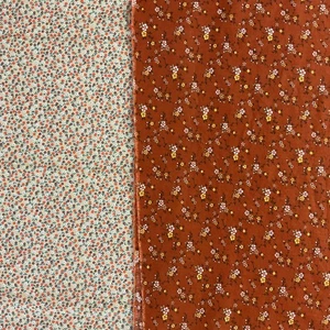 Vintage Concord dainty floral cotton fabric & brown earth toned flower print - Picture 1 of 8