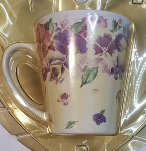 Vintage Lady Jayne ltd Floral Pansy 9762 Cup 2002 NEW Lidded Heart Shaped Box - Picture 1 of 9
