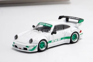 Estrella escala 1:64 blanco verde RWB 964 GT carreras deportes diecast exhibición juguete regalo - Imagen 1 de 5