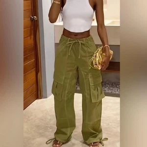 Zara Damen Grün Cargo Hose Naht Stylisch Freizeit Größe 10 - Bild 1 von 11