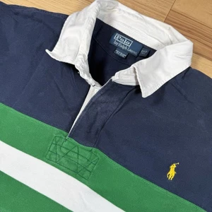 Camisa de Rugby Polo Ralph Lauren DE COLECCIÓN Para Hombres 2XLT Alta Rayas Verde Azul - Imagen 1 de 8