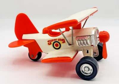 BUDDY L Snoopy + Peanuts SUPER DOG Pressed Steel Prop Plane Vintage 70s - Image 1 of 4