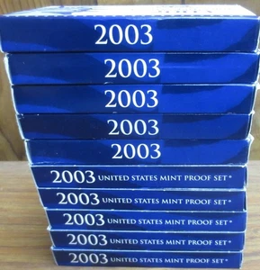 2003 Proof Set 10 Sets Wholesale U. S. Mint 10 -coin Sets 5 Quarters  COA - Picture 1 of 2