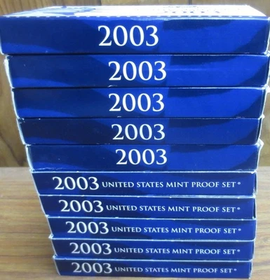 2003 Proof Set 10 Sets U. S. Mint 10 -coin Sets 5 Quarters + 5 coins  COA - Image 1 of 2
