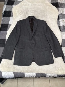 Lauren Ralph Lauren Slim Mens Black Wool Blazer Jacket Size 43R Herringbone - Picture 1 of 8