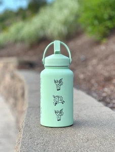 Leafeon Water Bottle Engraved Coffee Tumbler Razor Leaf & Flower Crown Costume - Picture 1 of 11