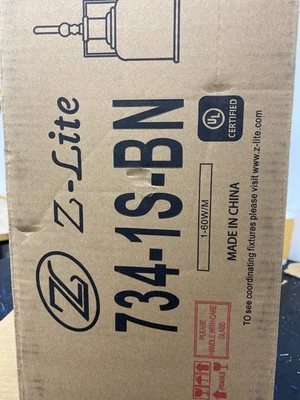 Arandela de banheiro Z-Lite 734-1S-BN Bryant 12", vidro transparente, níquel escovado - Imagem 1 de 3