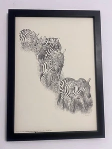 Arte impreso rebaño de cebras enmarcado por Sarah Filkins - firmado y listo para colgar - Imagen 1 de 4