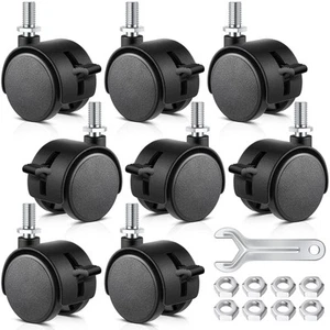 8 Pcs 1.5 Inch Furniture Casters with Brake Swivel Replacement Wheels Small N... - Picture 1 of 7
