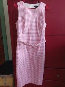 J Crew Womens 8 Tall Pink And White Checkered Sheath Dress Barely Worn - Picture 1 of 12