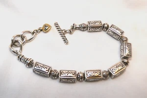 Brighton Silver Etched Cuboid Links Bracelet - Picture 1 of 4