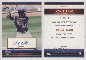 2010 Topps Pro Debut Prospect Auto Blue /199 David Cook #PDA-DC Auto