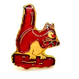 Spilla da bavero scoiattolo, giacca, cappello, gilet, spilla borsa libro, amanti degli animali, rosso vintage - Foto 1 di 3