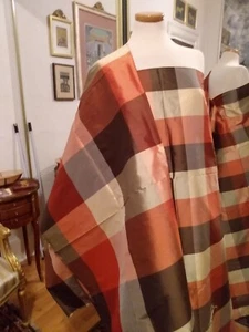 100" + 54" BP72,73 YELLOW PAPRIKA BROWN 3" & 6" CKS ITALIAN SILK SHANTUNG FABRIC - Picture 1 of 12