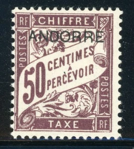 ANDORRA ANDORRE (French) MLH: Scott #J4 50c Viol Brn Postage Due $$ - Picture 1 of 1