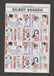 US Stamp Scott # 2219-2228, 993 Silent Films Actors Issue 20 Stamp Block OG MNH - Picture 1 of 1