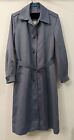 Vtg London Fog Maincoats Trench Blue W/Removable Blue Lining Belted Sz 12