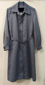 Vtg London Fog Maincoats Trench Blue W/Removable Blue Lining Belted Sz 12 - Picture 1 of 15