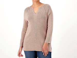Maglione LOGO Lori Goldstein Rayon realizzato in misto bambù - Cloud Mist, grande - Foto 1 di 1