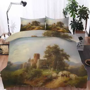 Green Grass Antelope Mountain 3D Quilt Duvet Doona Cover Set Pillow case Print - Bild 1 von 3