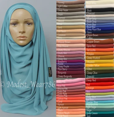 Premium Quality Chiffon Maxi Hijab Scarf Muslim Headcover 180x70 - 180x85 Cm - Image 1 of 3