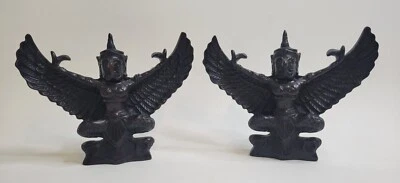 Garuda Alado Pájaro Águila Buda 7”x9” Protector Tibetano Colgador de Pared Resina Negro Foto 1 de 4