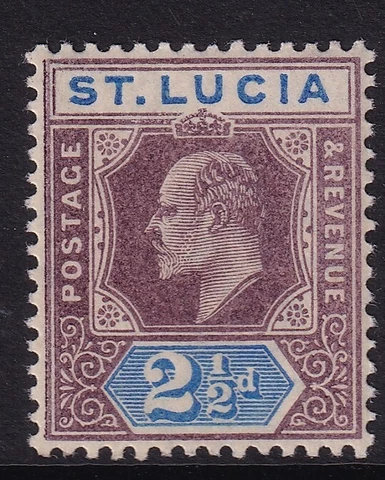 St Lucia: 1902. SG60,  2 1/2d Dull Purple & Ultramarine - lightly mounted mint Cover