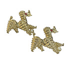 Vintage Gold Tone Poodle Dog Scatter Pins (2) Textured Dimensional Kitschy 1950s