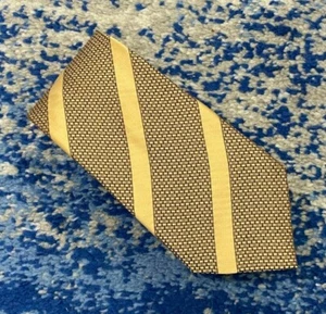 Tommy Bahama Brown Soft Gold Bias Stripes Handmade Silk Necktie - Picture 1 of 5
